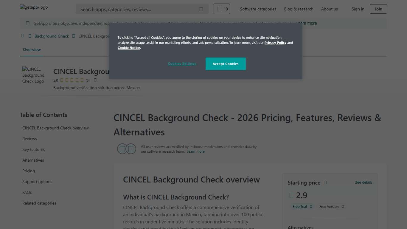 CINCEL Background Check 2026 Pricing, Features, Reviews & Alternatives GetApp